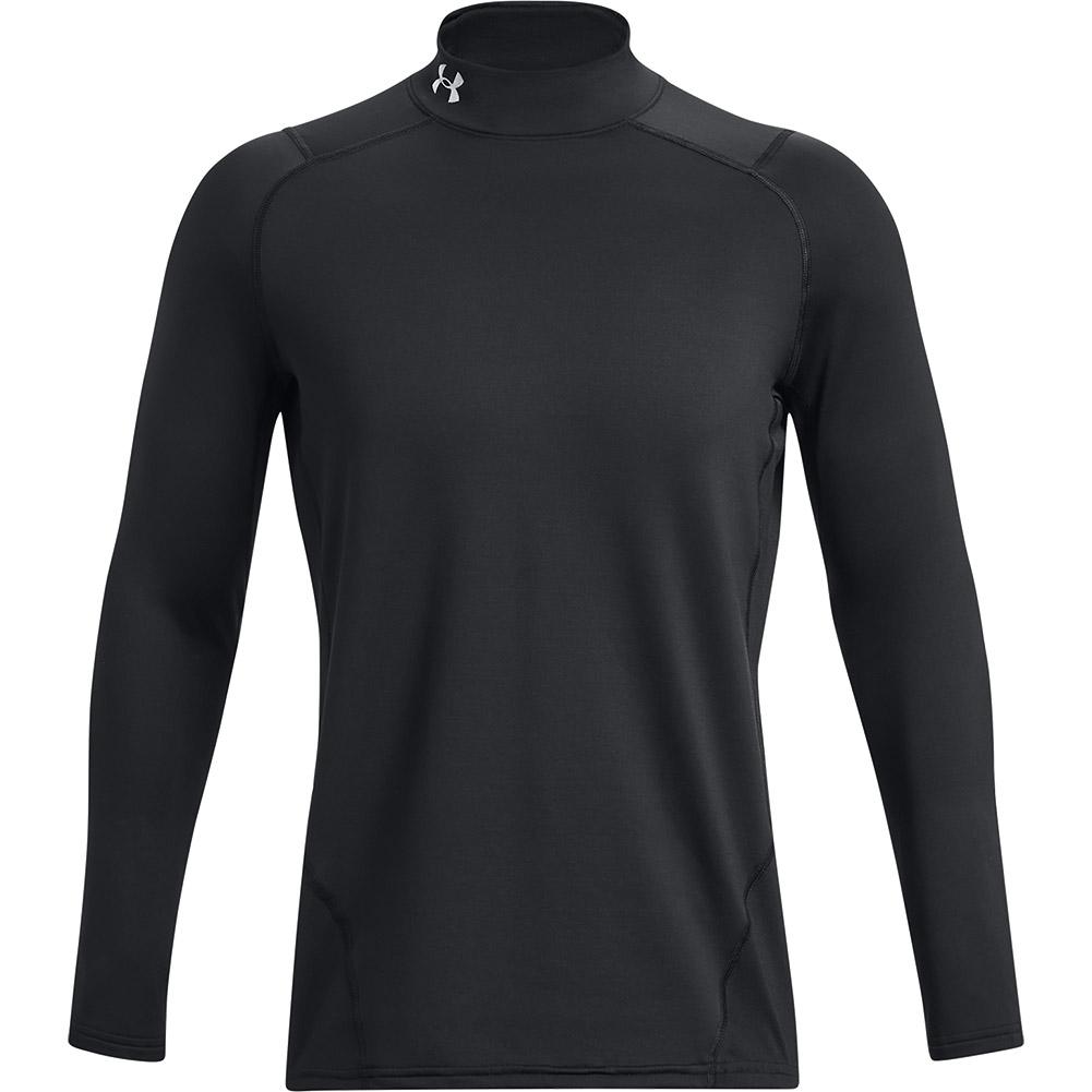 UNDER ARMOUR Black Fitted Baselayer ColdGear Mock Neck White Seams