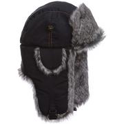 BLACK SUPPLEX/GREY WABBIT FAUX FUR